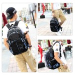 Forestfish Camo Blue Backpack Set for Teen with Lunch Bag and Pencil Case Water Resistant Lightweight Large Bookbag