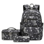 Forestfish Star Print School Backpacks Set for Teen with Lunch Bag Water Resistant Lightweight Large Books Bag